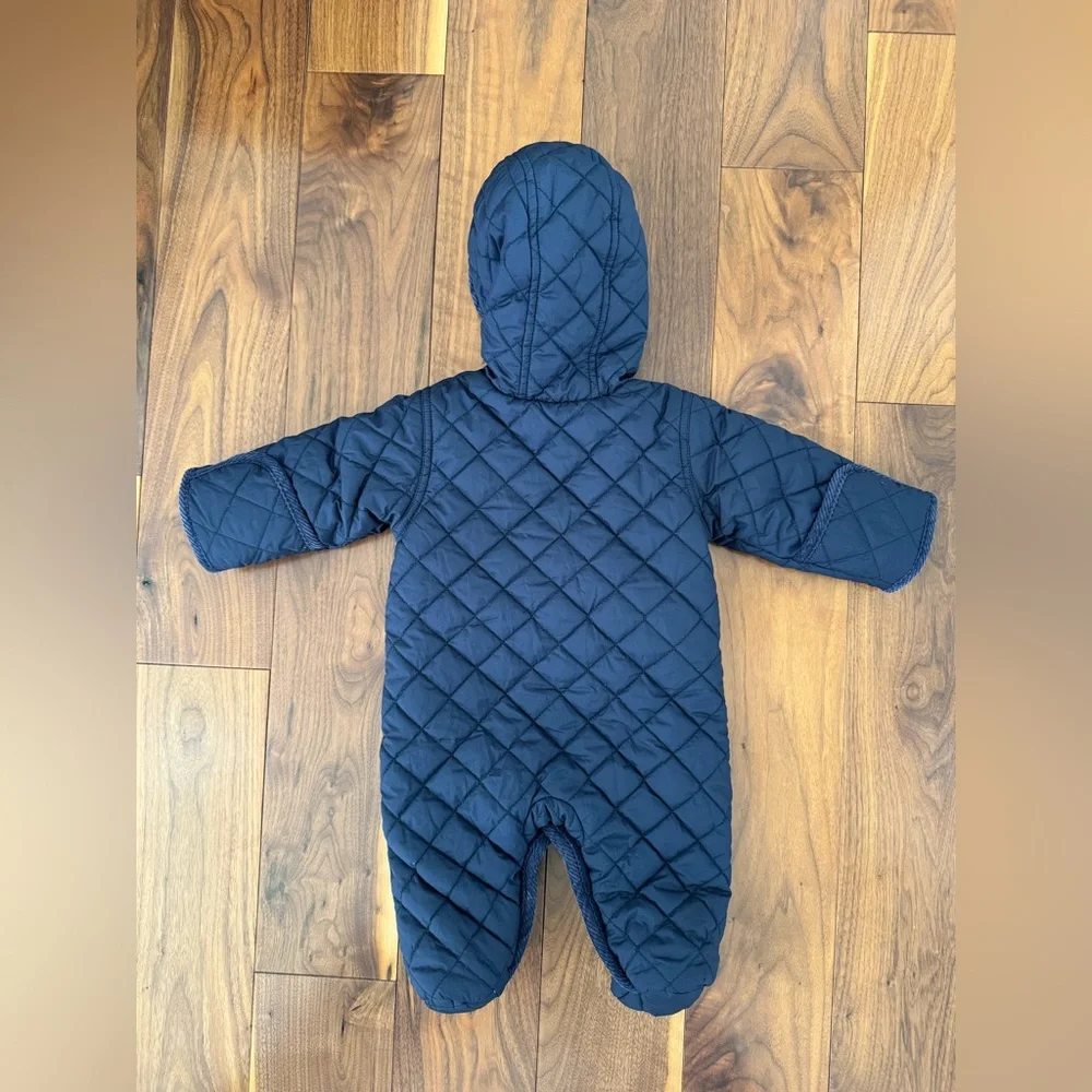 Ralph Lauren Hooded Barn Bunting Baby Quilted Snow Suit Navy 3 month